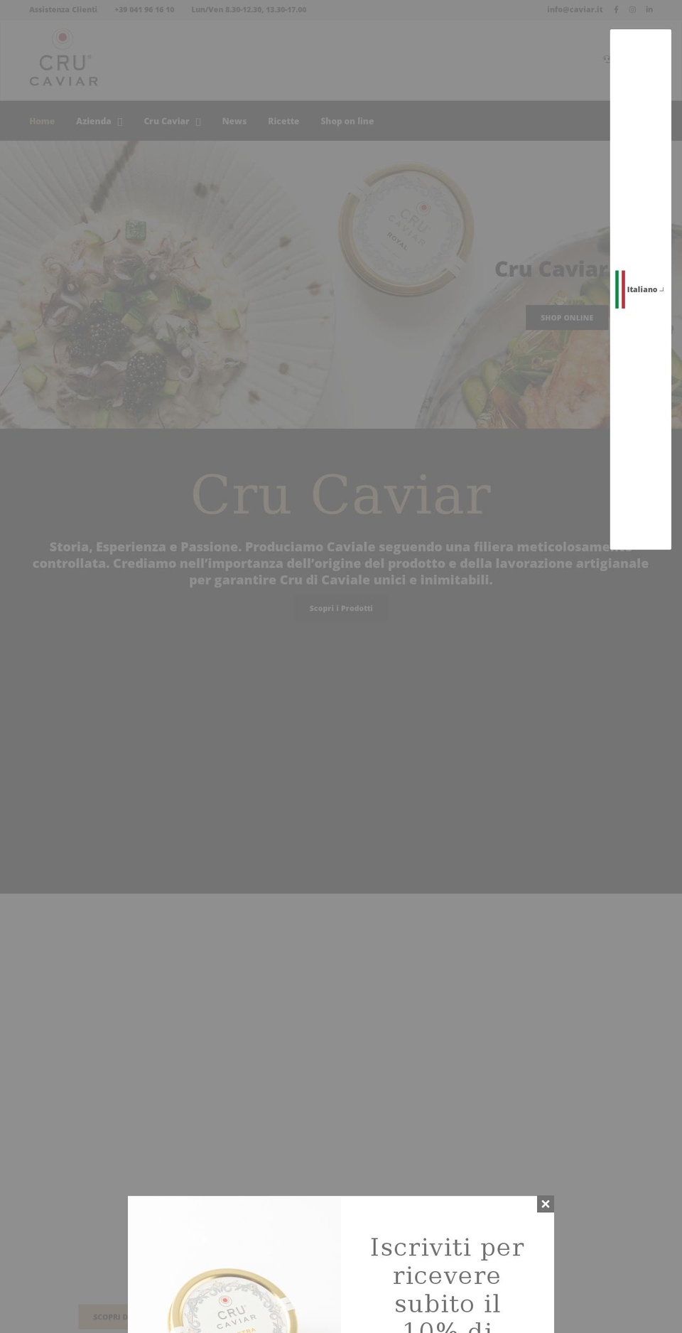caviar.it shopify website screenshot
