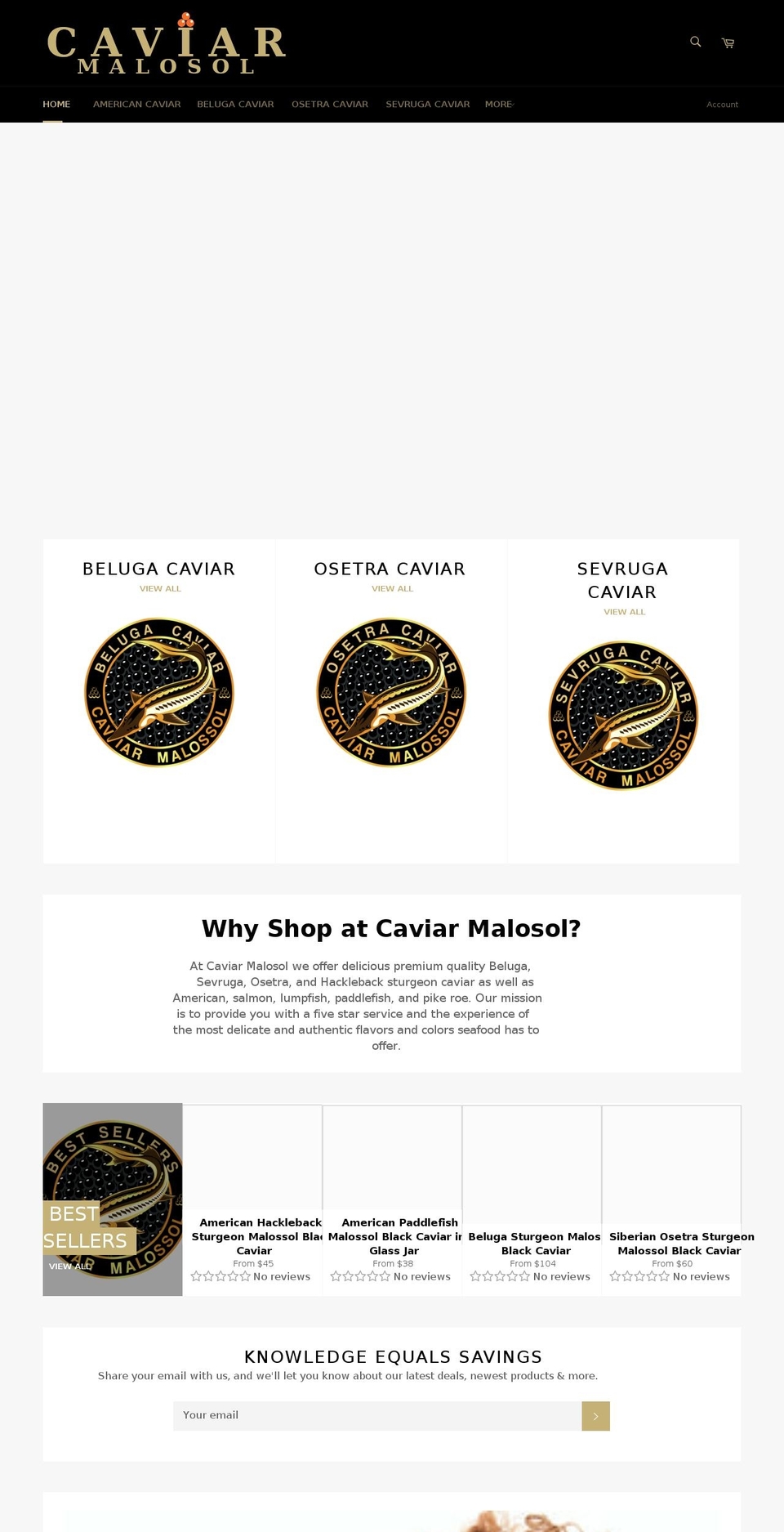caviarmalosol.com shopify website screenshot