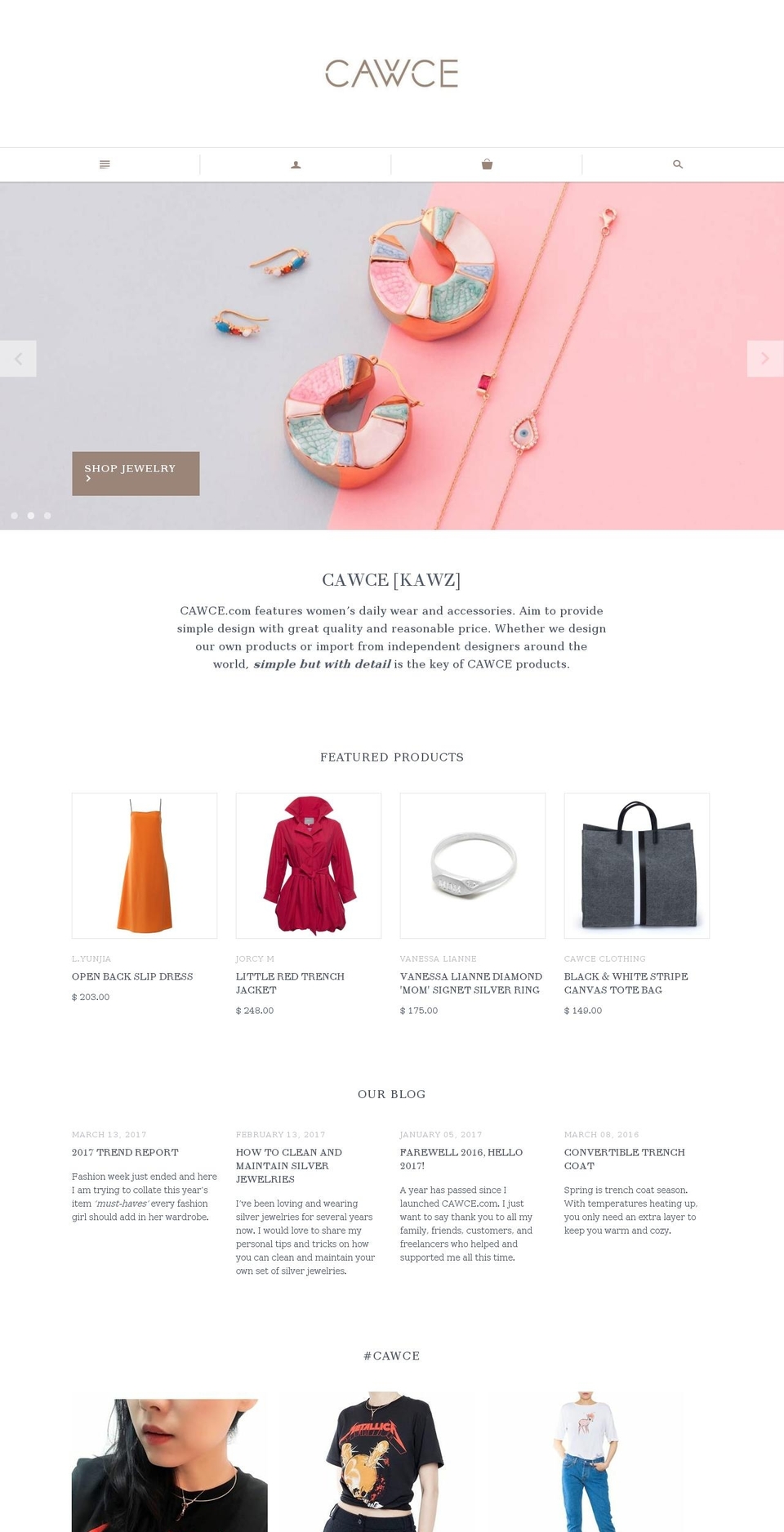cawce.com shopify website screenshot