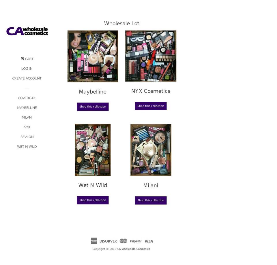 cawholesalecosmetics.com — Shopify storefront screenshot