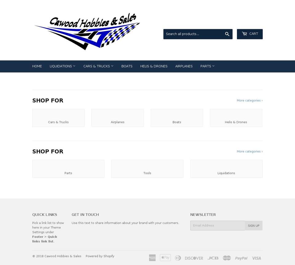 cawoodhobbiessales.com — Shopify storefront screenshot