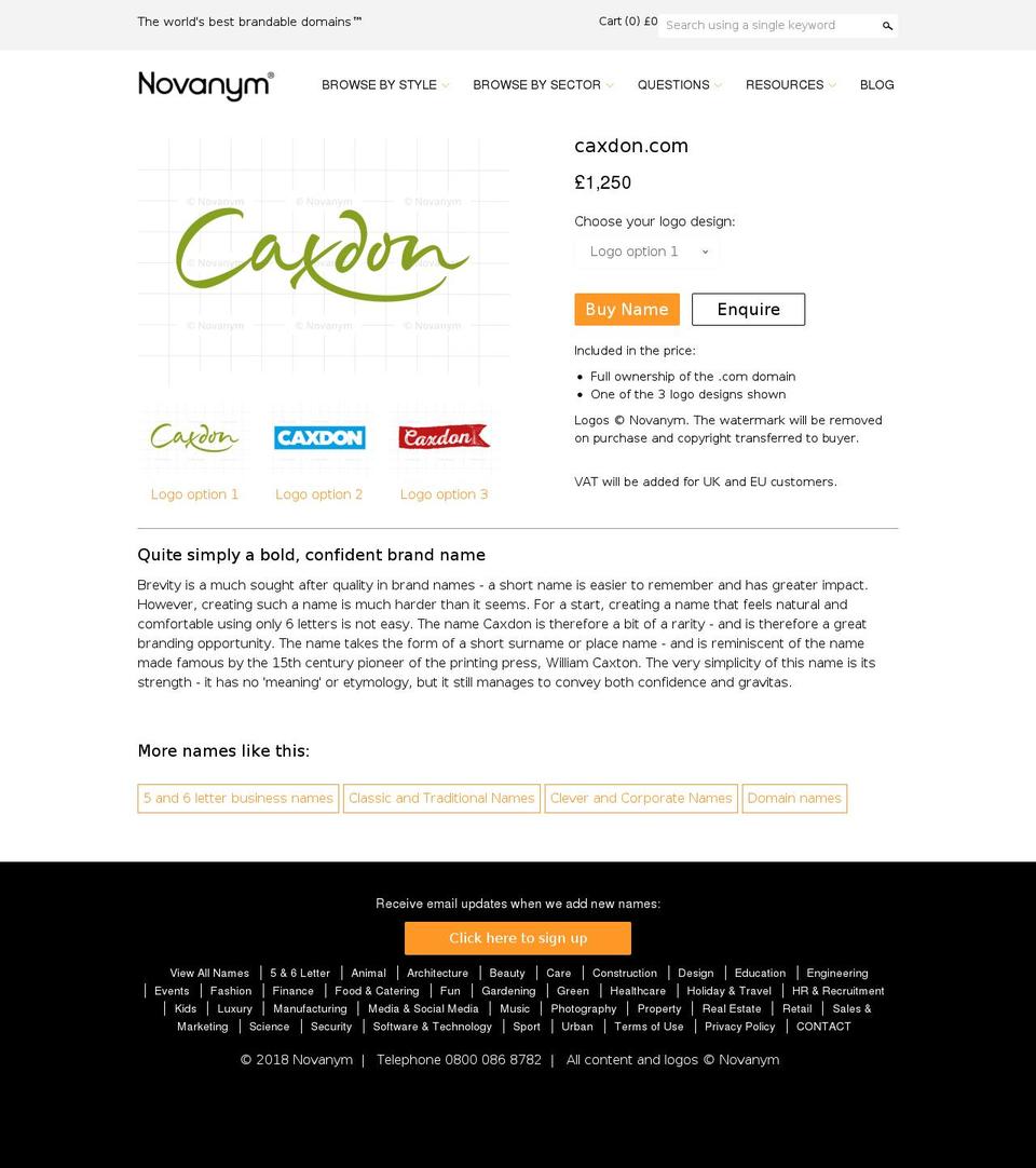caxdon.com — Shopify storefront screenshot