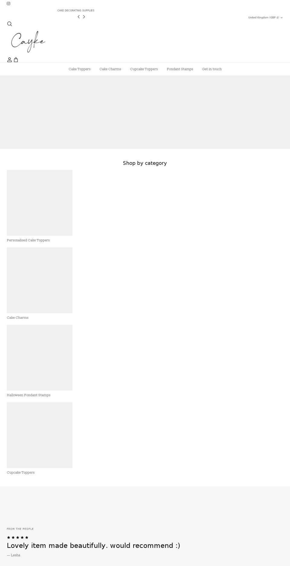 cayke.com shopify website screenshot