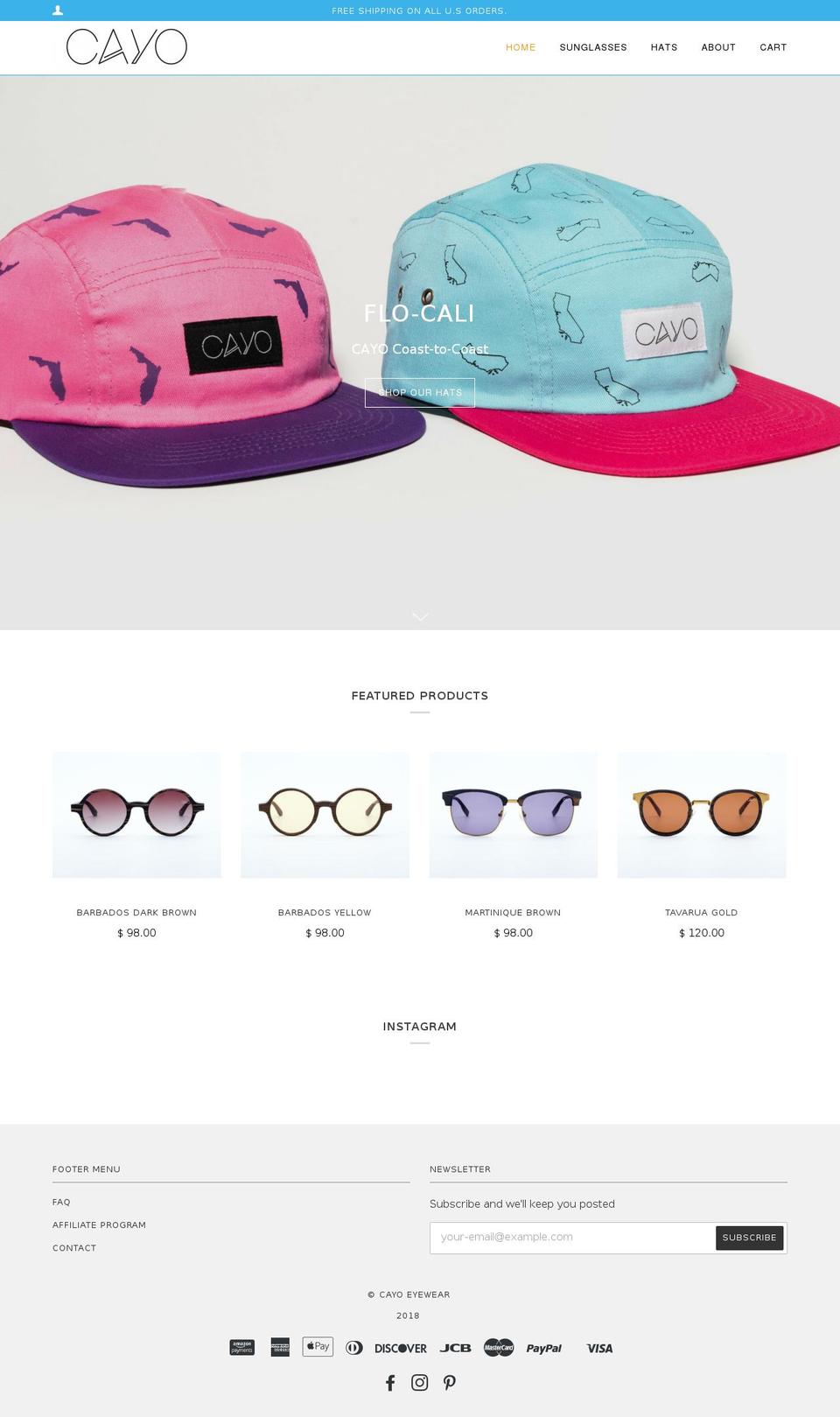 cayoeyewear.com shopify website screenshot