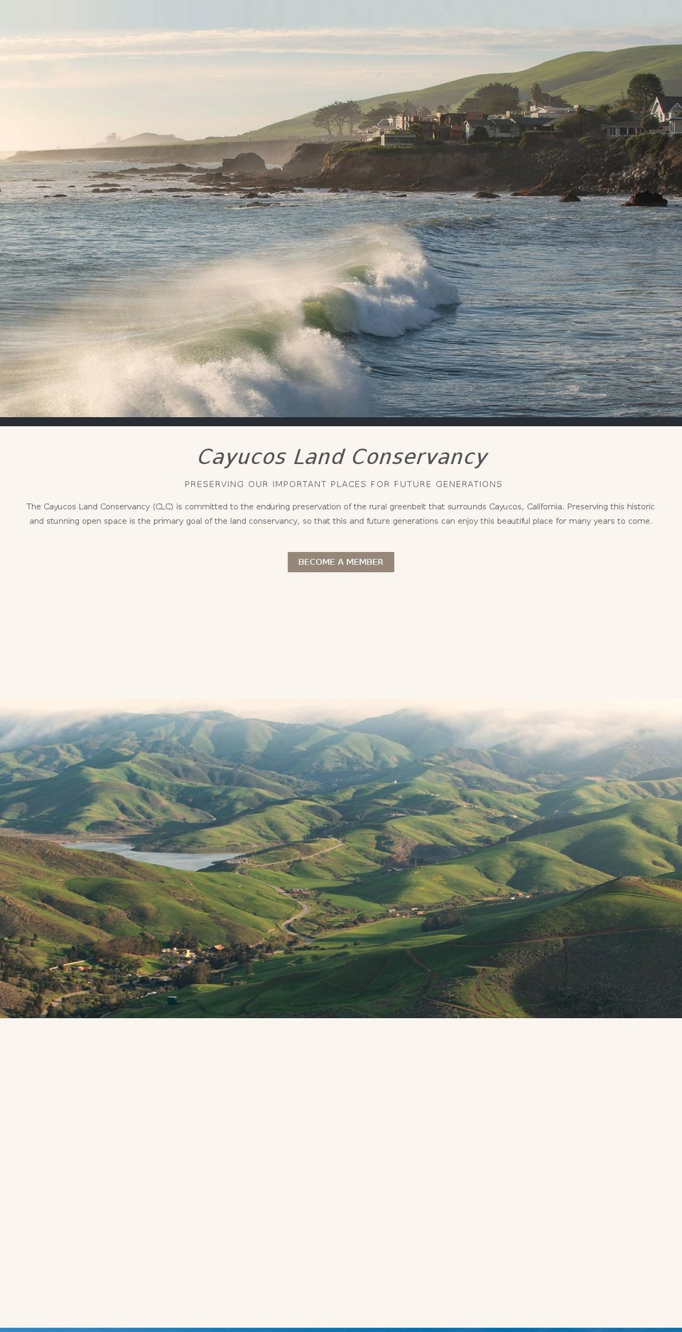 cayucoslandconservancy.org shopify website screenshot