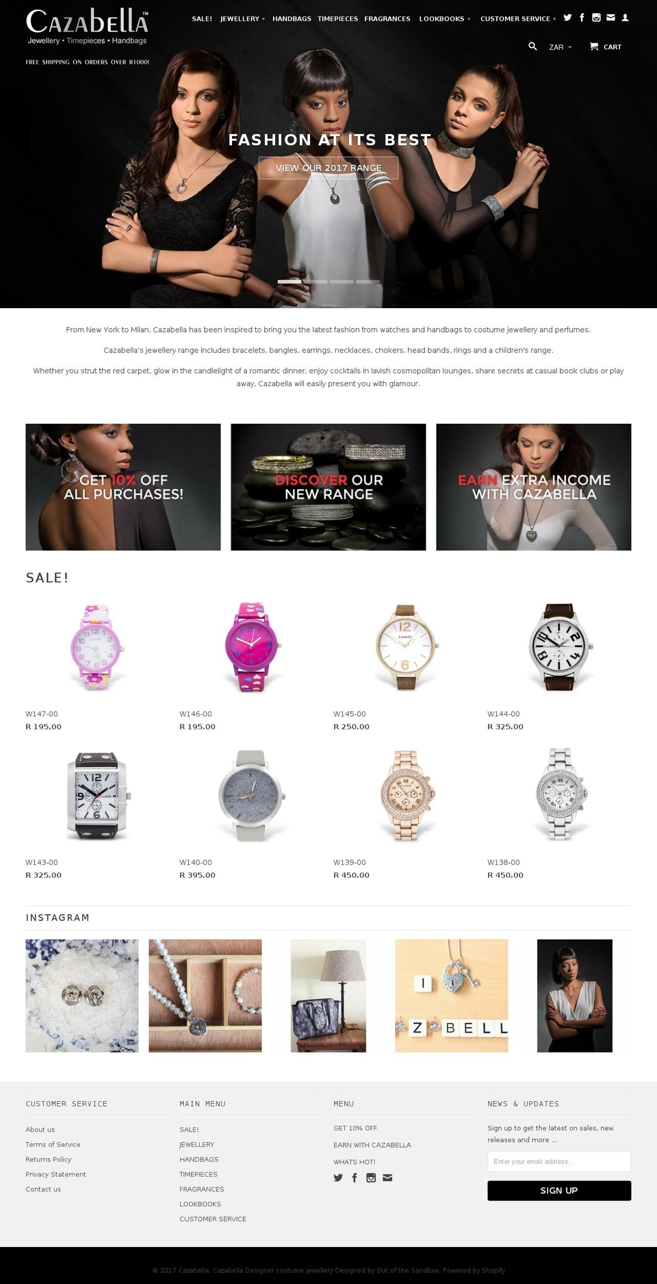 cazabella.co.za shopify website screenshot