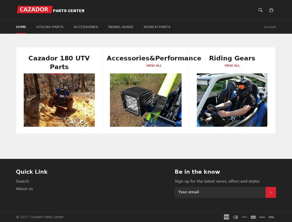 cazadorparts.com shopify website screenshot