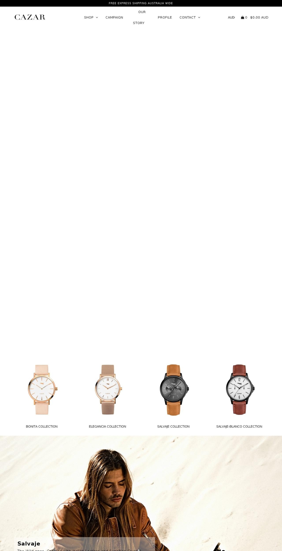 cazarthelabel.com — Shopify storefront screenshot
