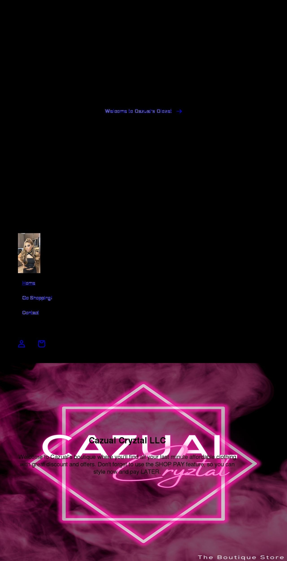 cazualcryztal.com shopify website screenshot