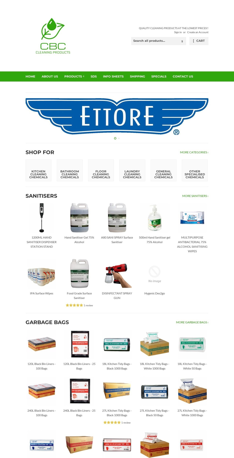 cbccleaningproducts.com.au shopify website screenshot