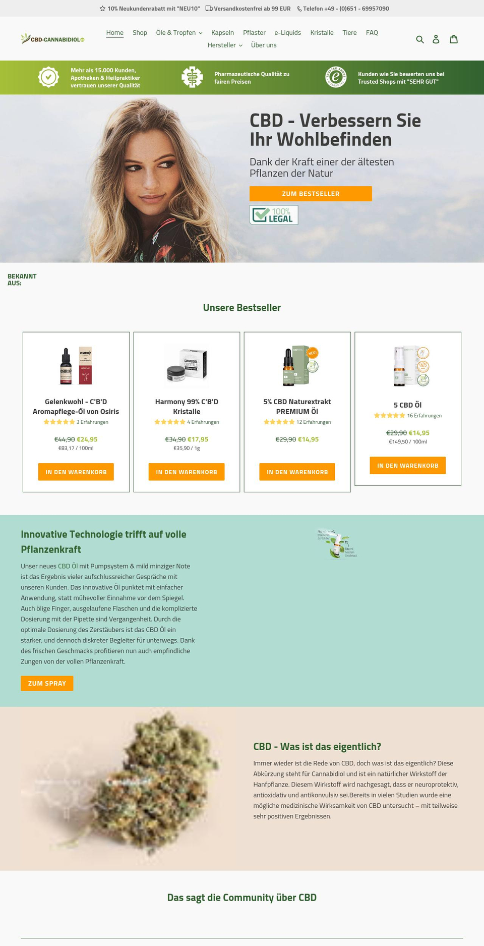 cbd-cannabidiol.de shopify website screenshot