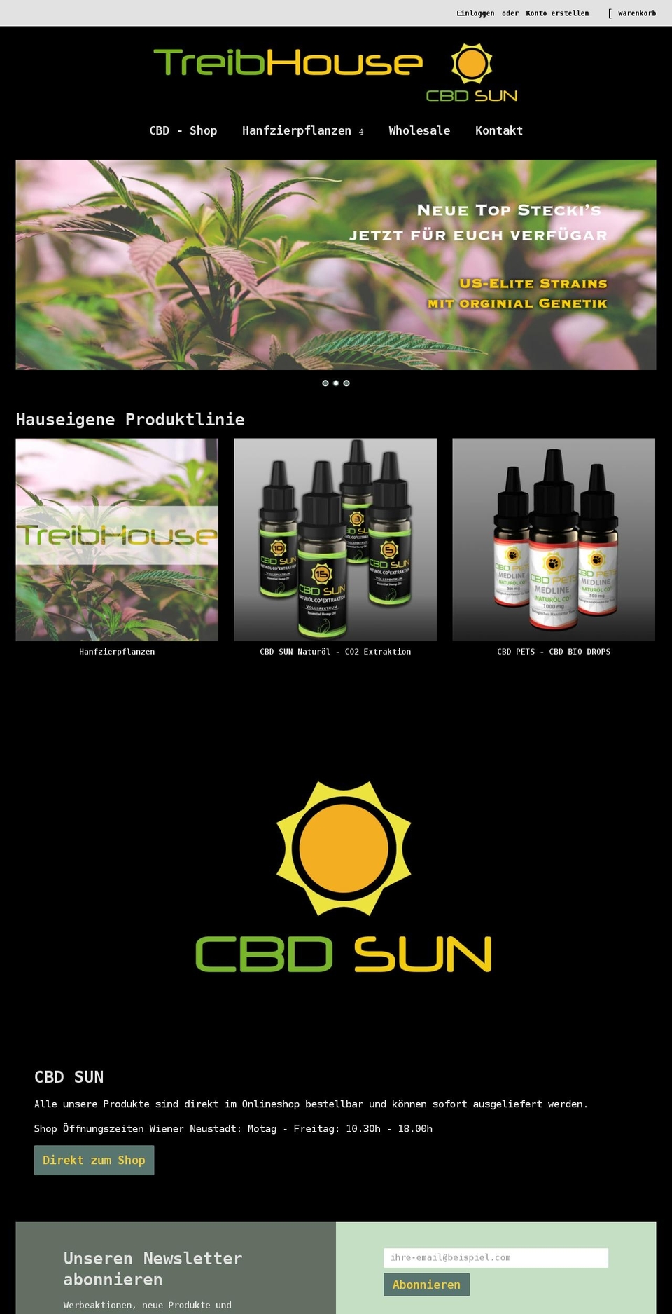 cbd-sun.at shopify website screenshot