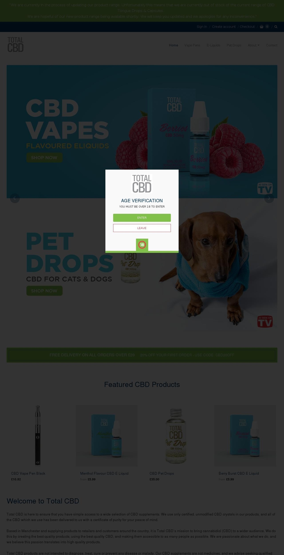 cbd.co.uk shopify website screenshot