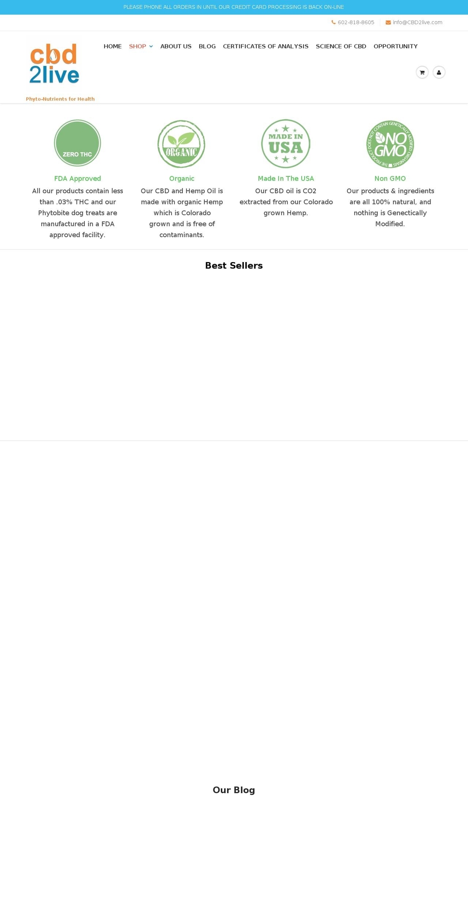 cbd2live.com — Shopify storefront screenshot