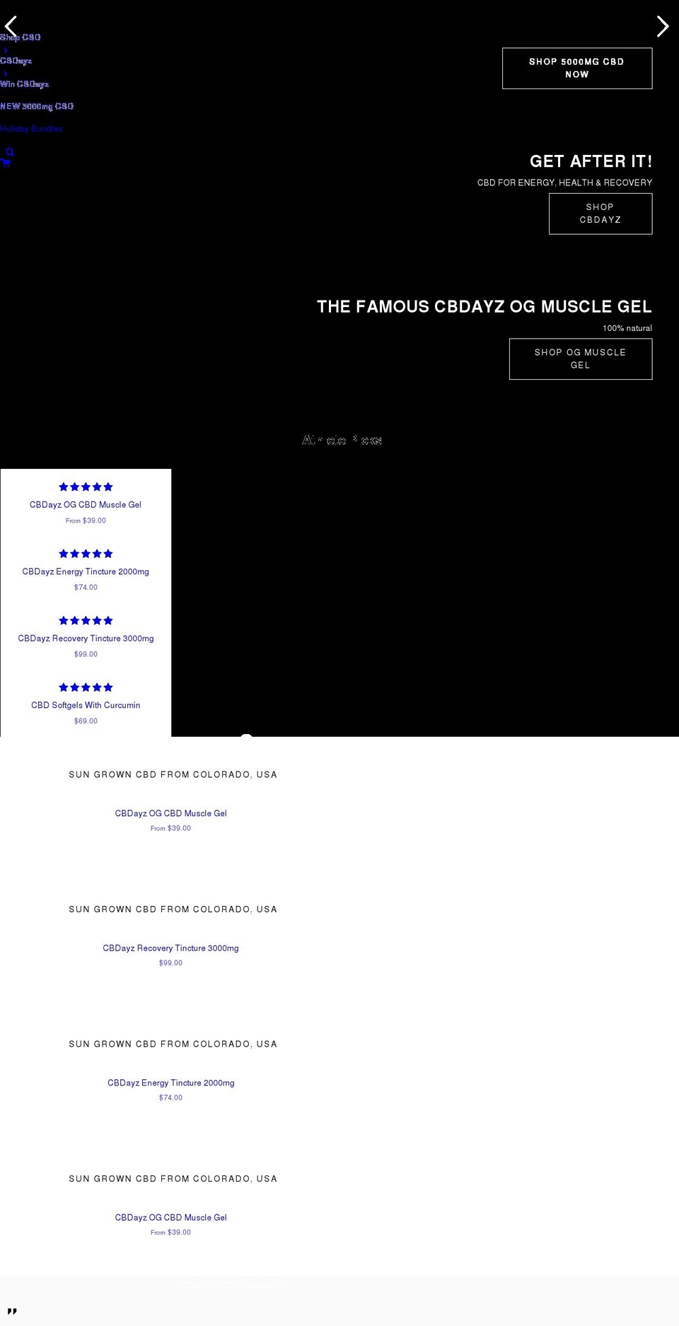 cbdayz.com shopify website screenshot