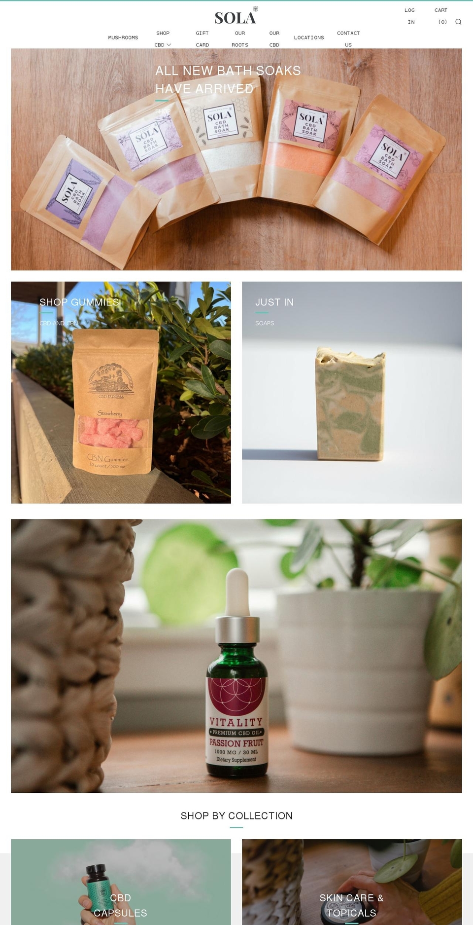 cbdbysola.com shopify website screenshot