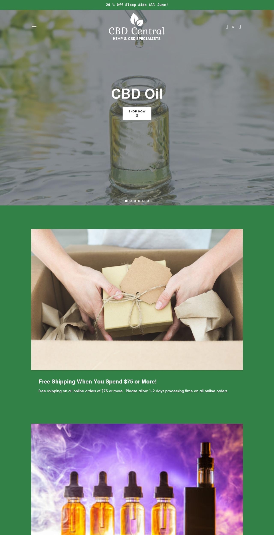 cbdcentralnc.com shopify website screenshot
