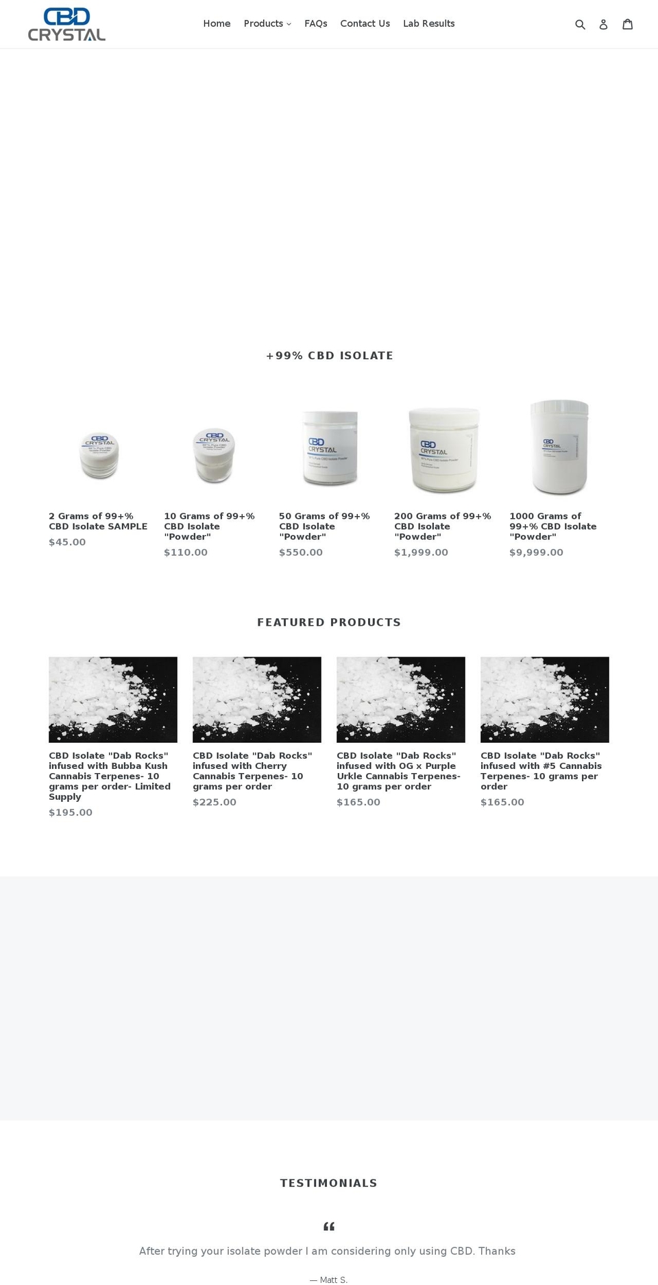 cbdcrystal.com — Shopify storefront screenshot