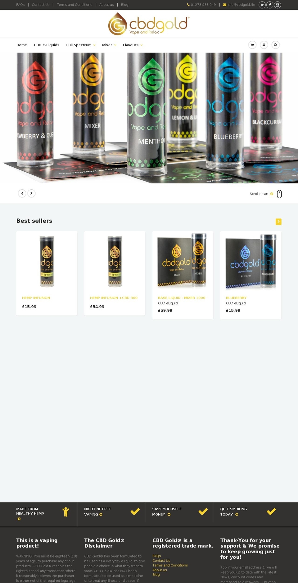 cbdgold.com — Shopify storefront screenshot