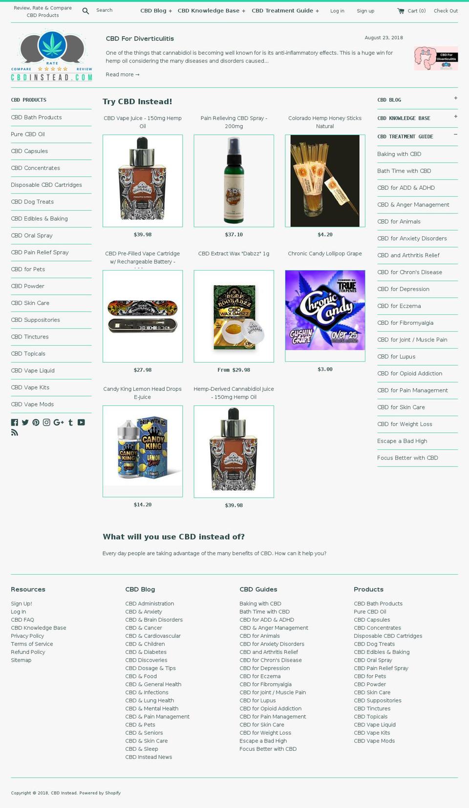 cbdinstead.com shopify website screenshot