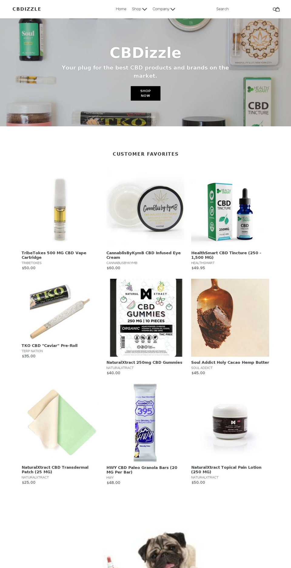 cbdizzle.com — Shopify storefront screenshot
