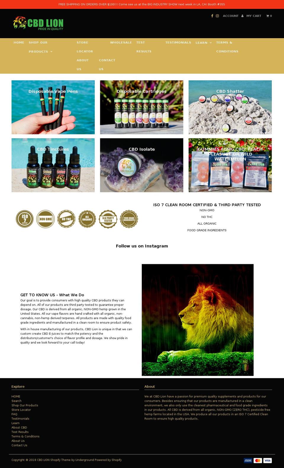 cbdlion.com — Shopify storefront screenshot