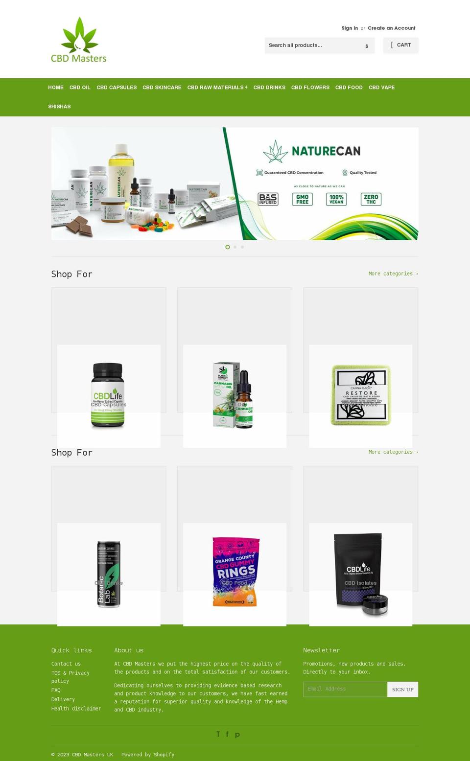 cbdmasters.co.uk shopify website screenshot