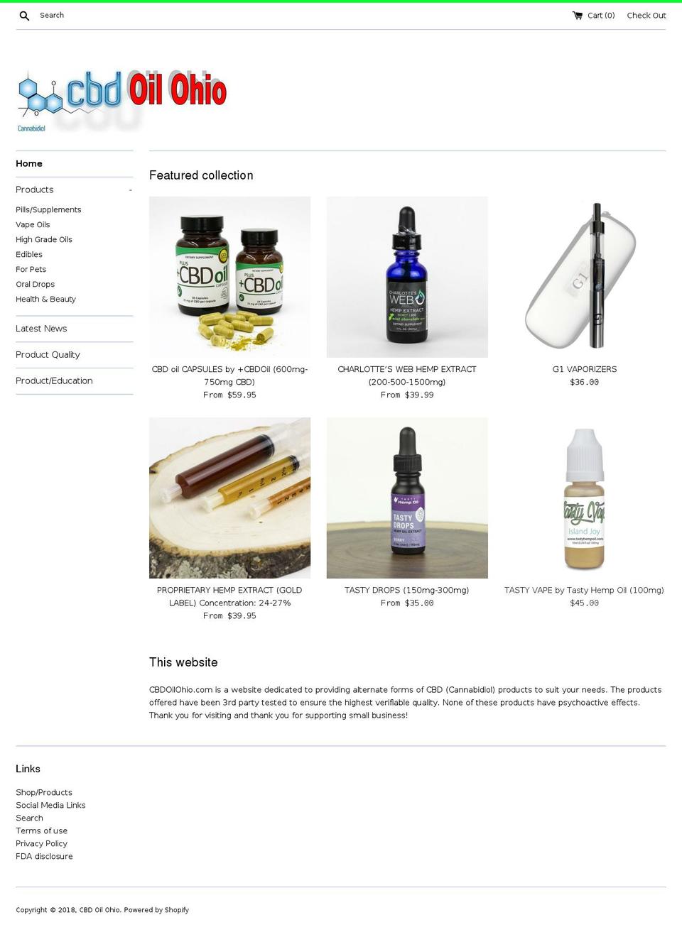cbdoilohio.com shopify website screenshot