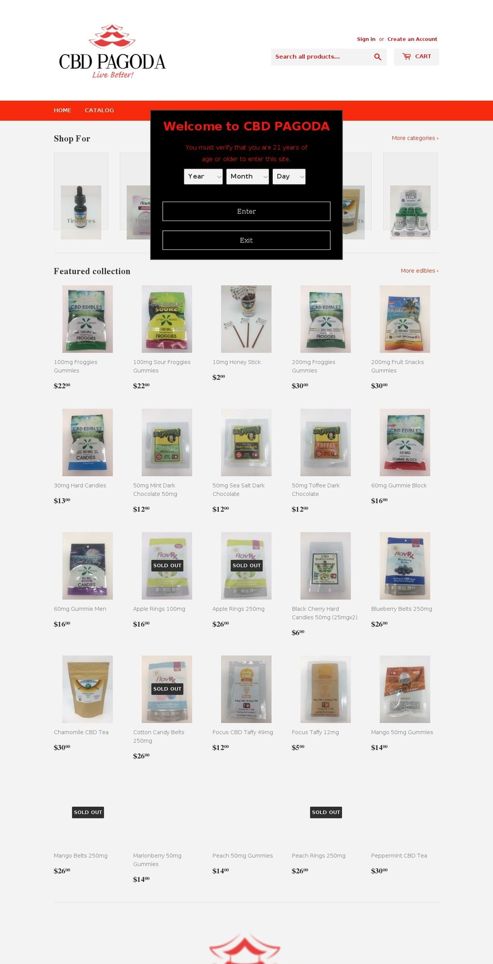 cbdpagoda.com — Shopify storefront screenshot