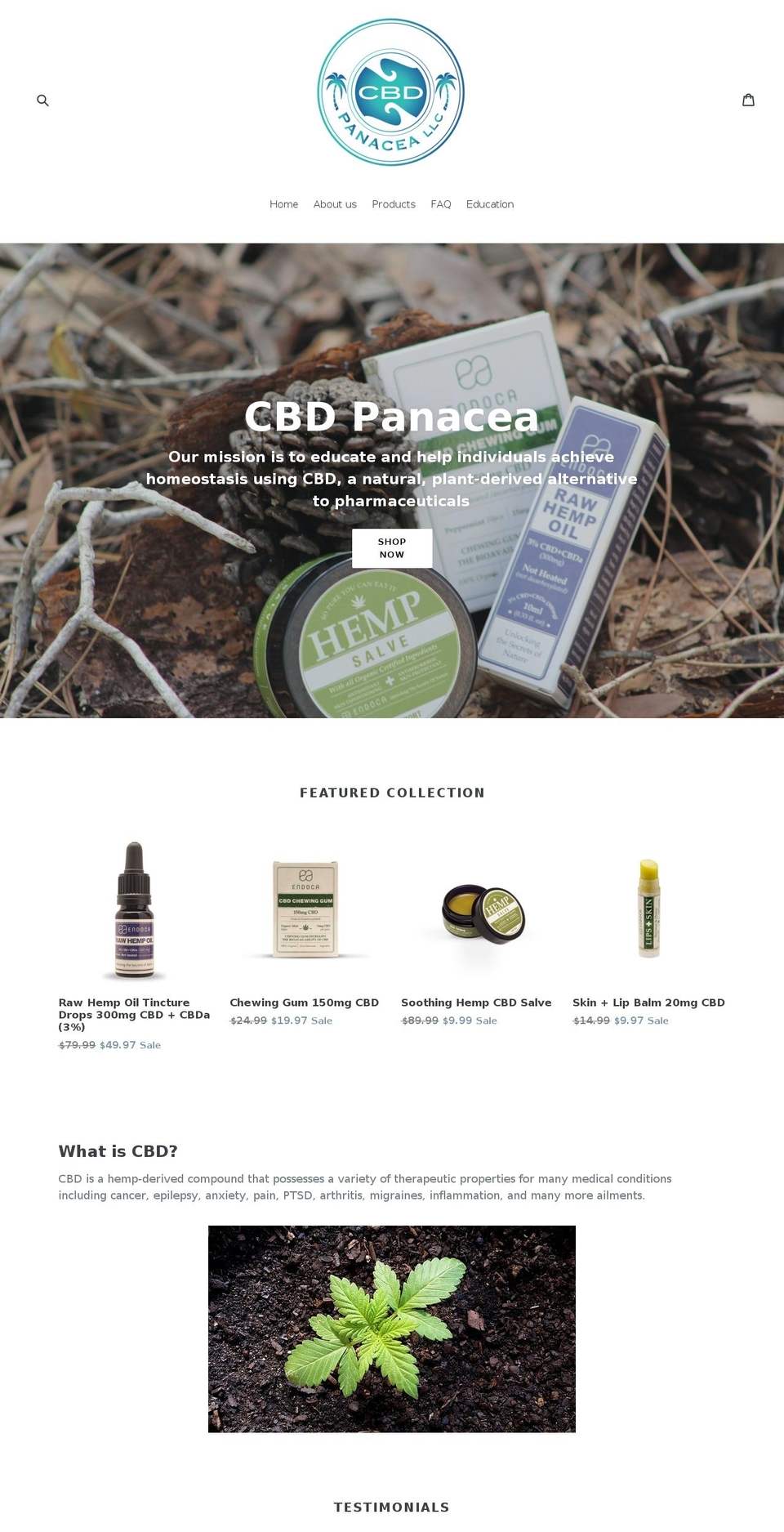 cbdpanacea.co shopify website screenshot