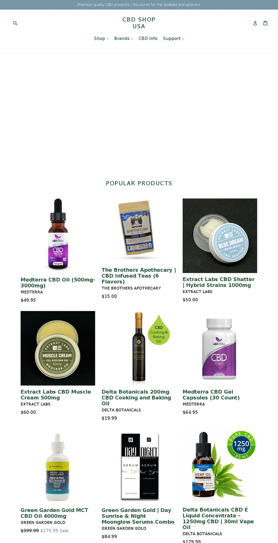 cbdshopusa.com — Shopify storefront screenshot
