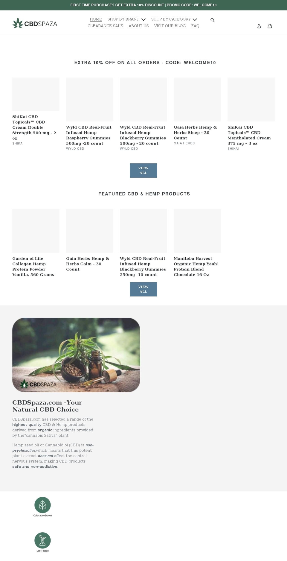 cbdspaza.com shopify website screenshot
