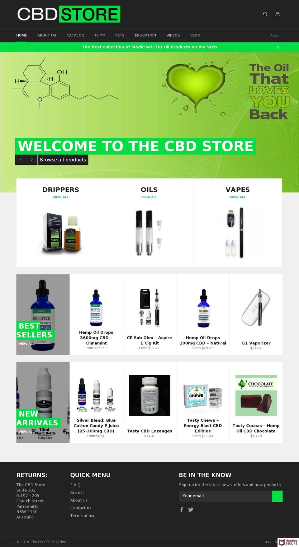 cbdstore.online shopify website screenshot
