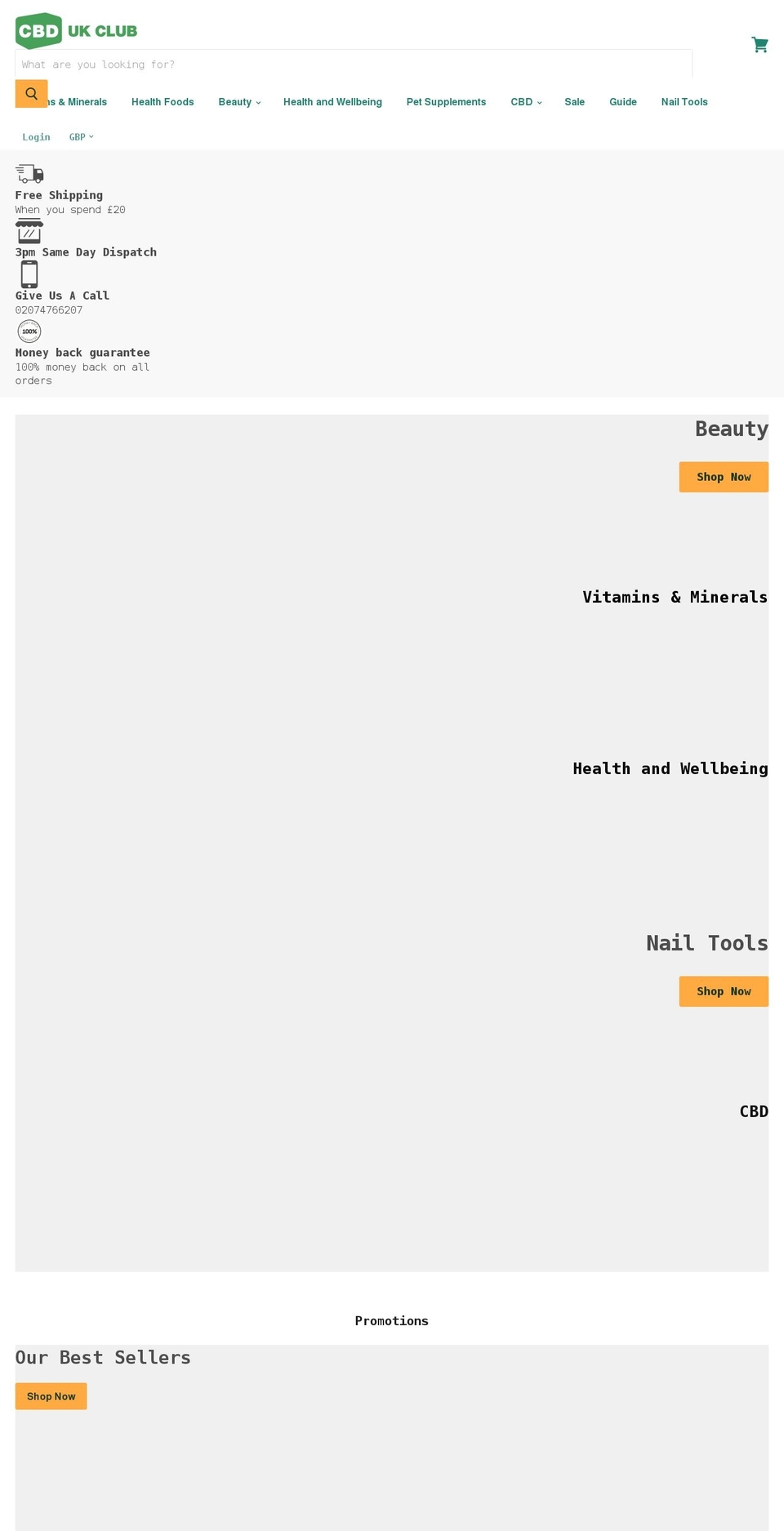 cbdukclub.com shopify website screenshot