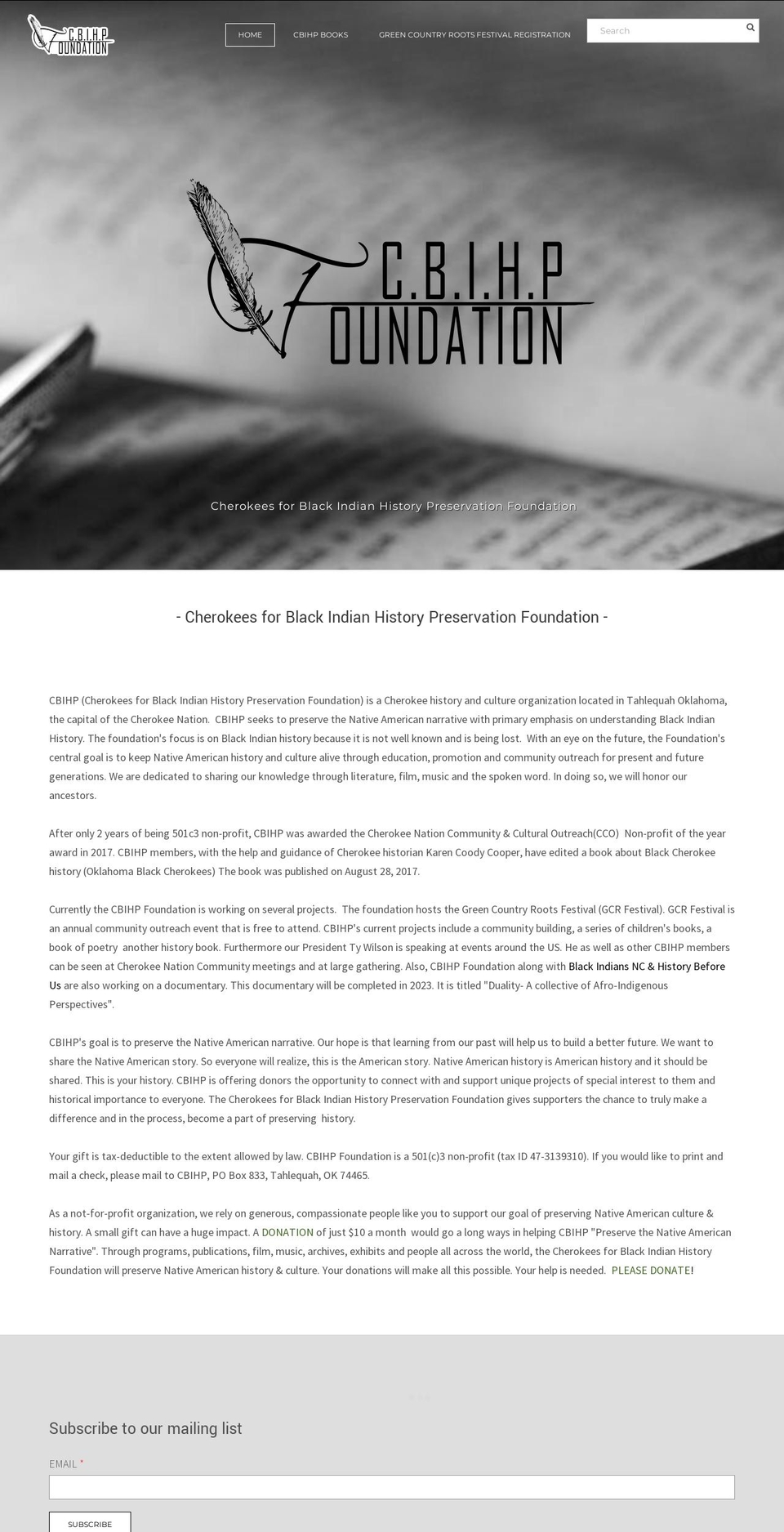 cbihpfoundation.org shopify website screenshot