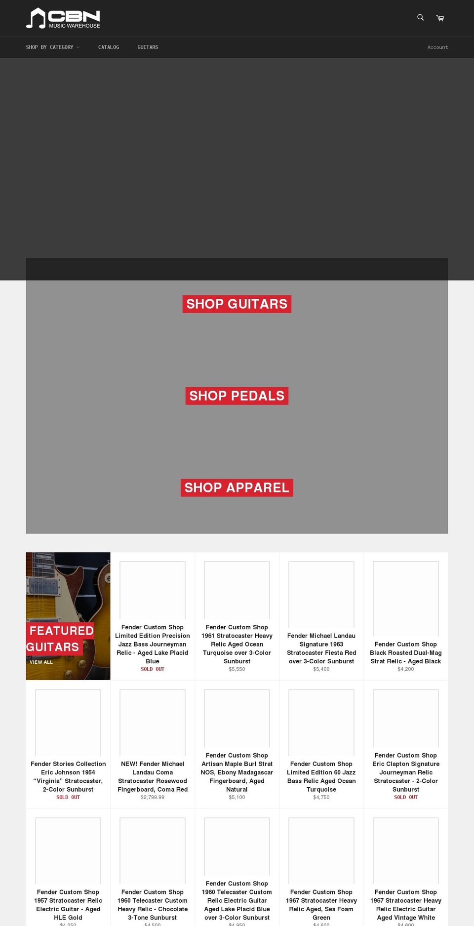 cbnmusicwarehouse.com shopify website screenshot