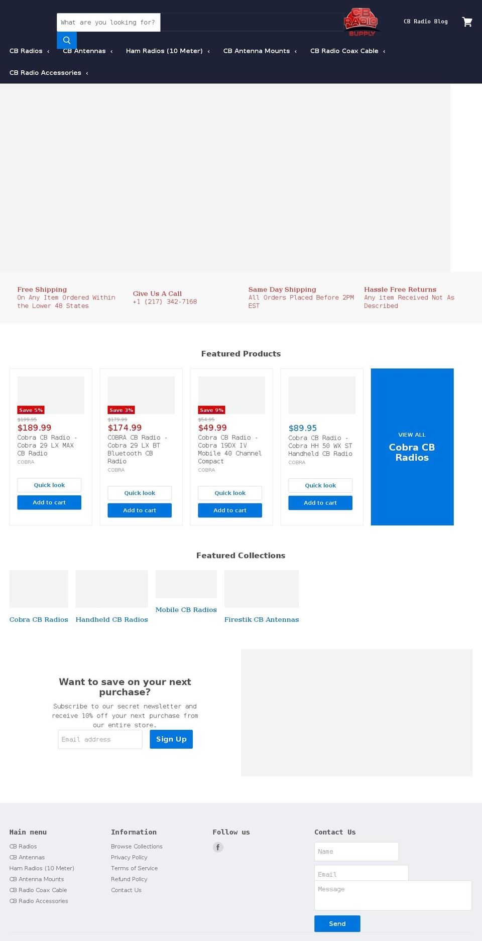 cbradiosupply.com — Shopify storefront screenshot