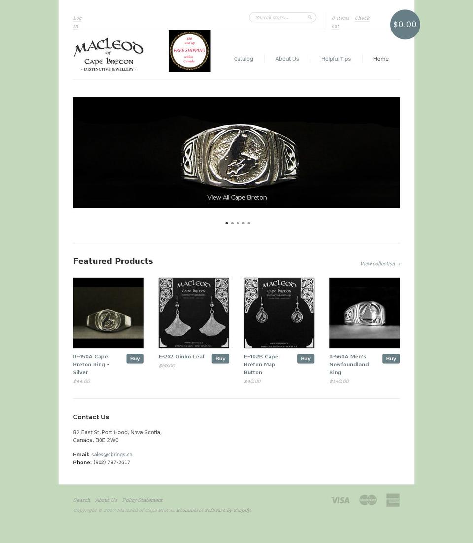 cbrings.ca shopify website screenshot