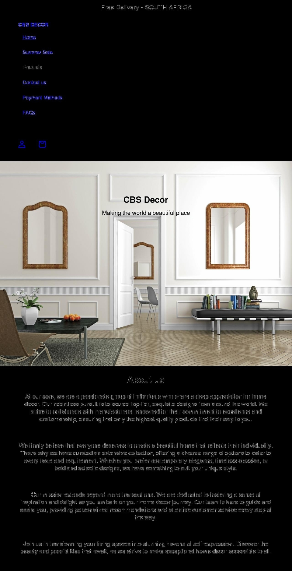 cbsdecor.co.za shopify website screenshot