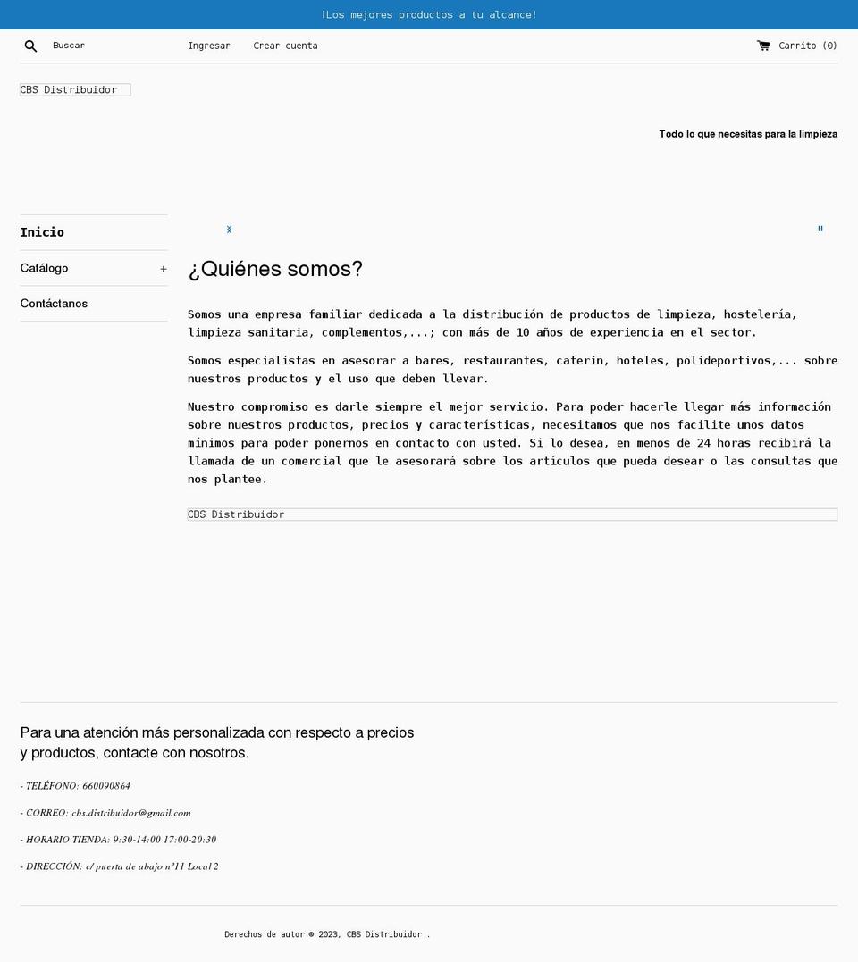 cbsdistribuidor.com shopify website screenshot
