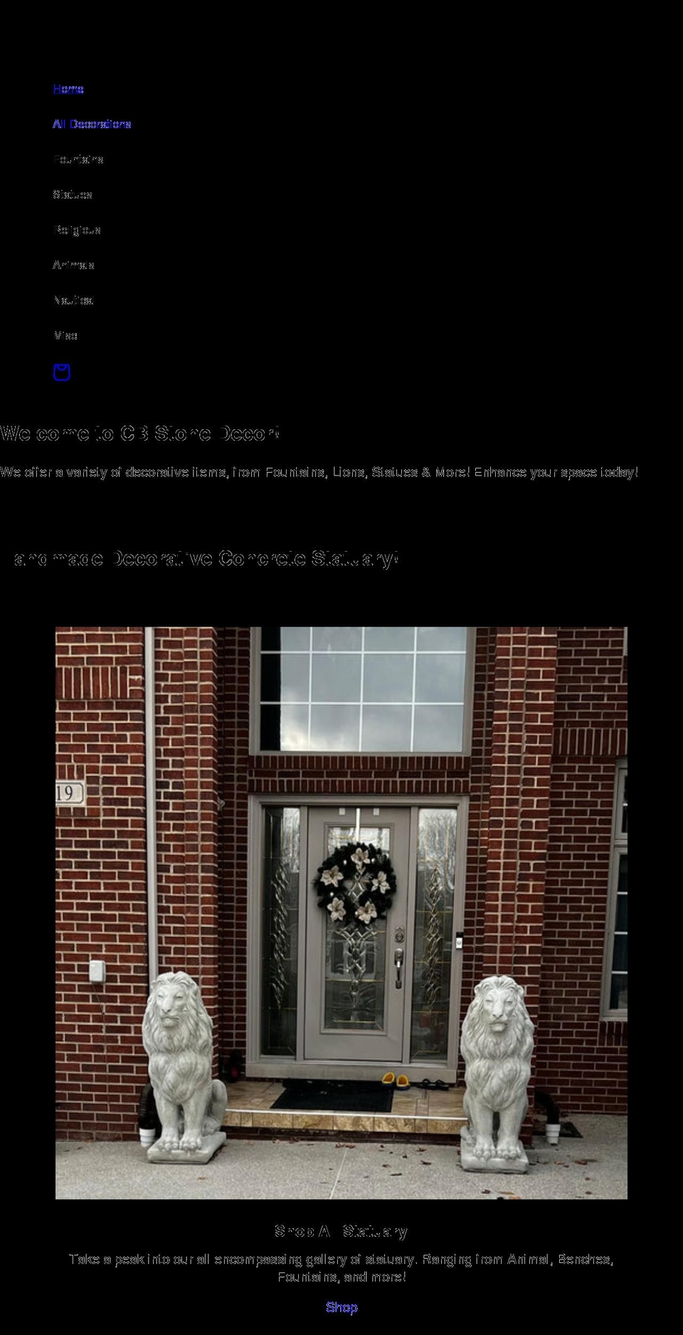 cbstonedecor.com shopify website screenshot