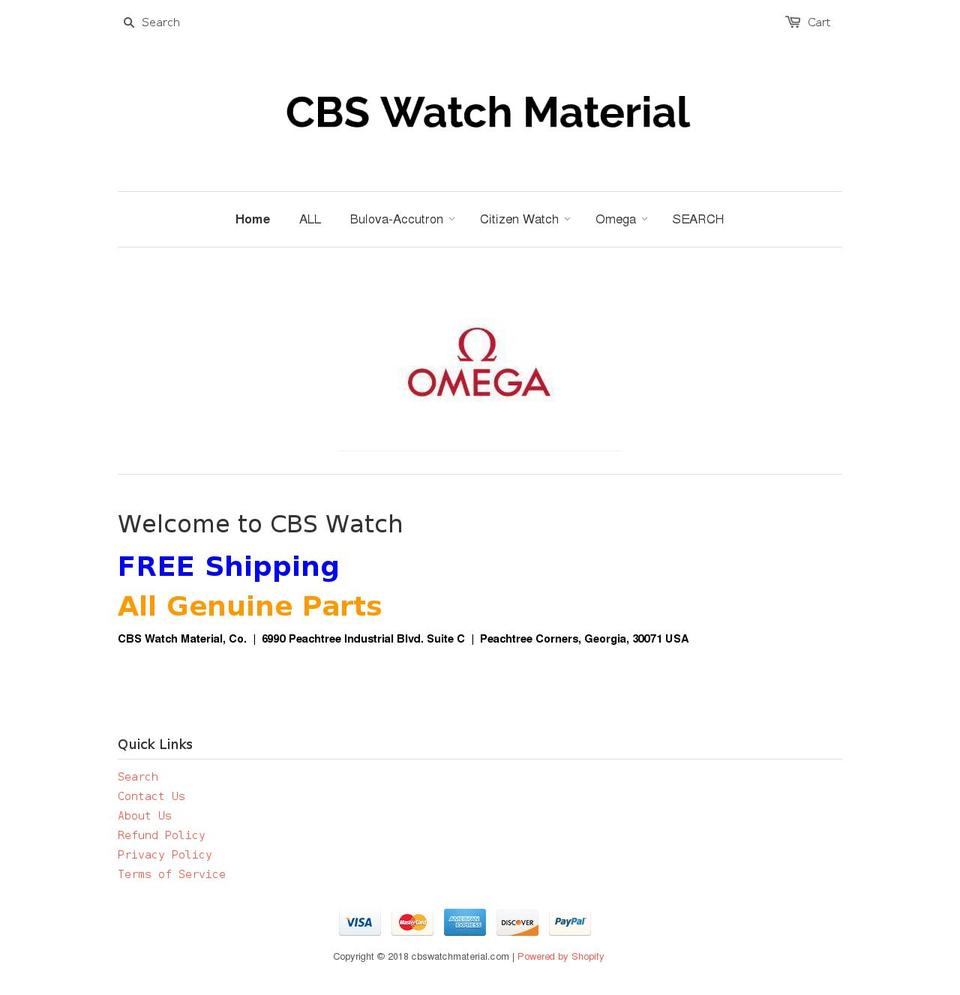 cbswatchmaterial.com shopify website screenshot