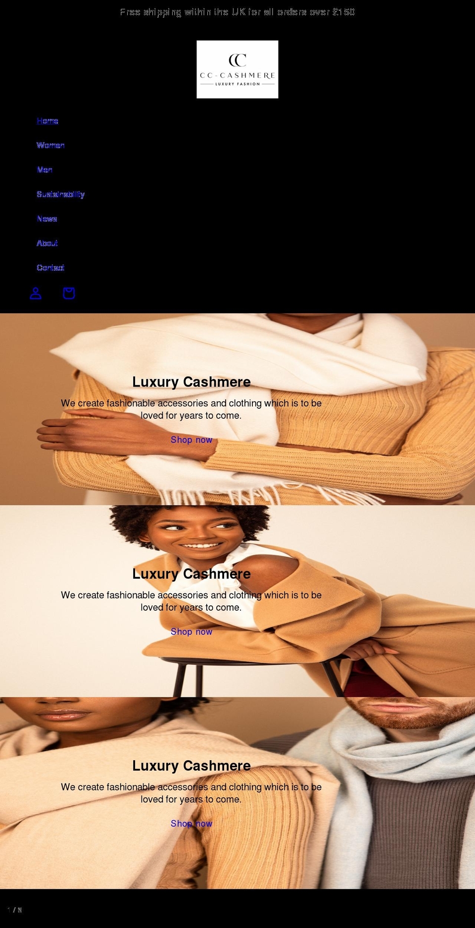 cc-cashmere.com shopify website screenshot