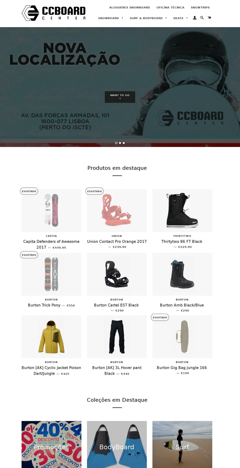 ccboardcenter.net shopify website screenshot