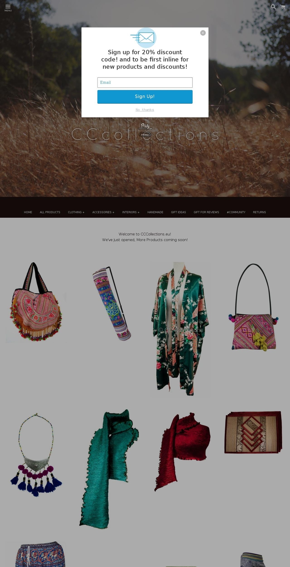 cccollections.eu shopify website screenshot