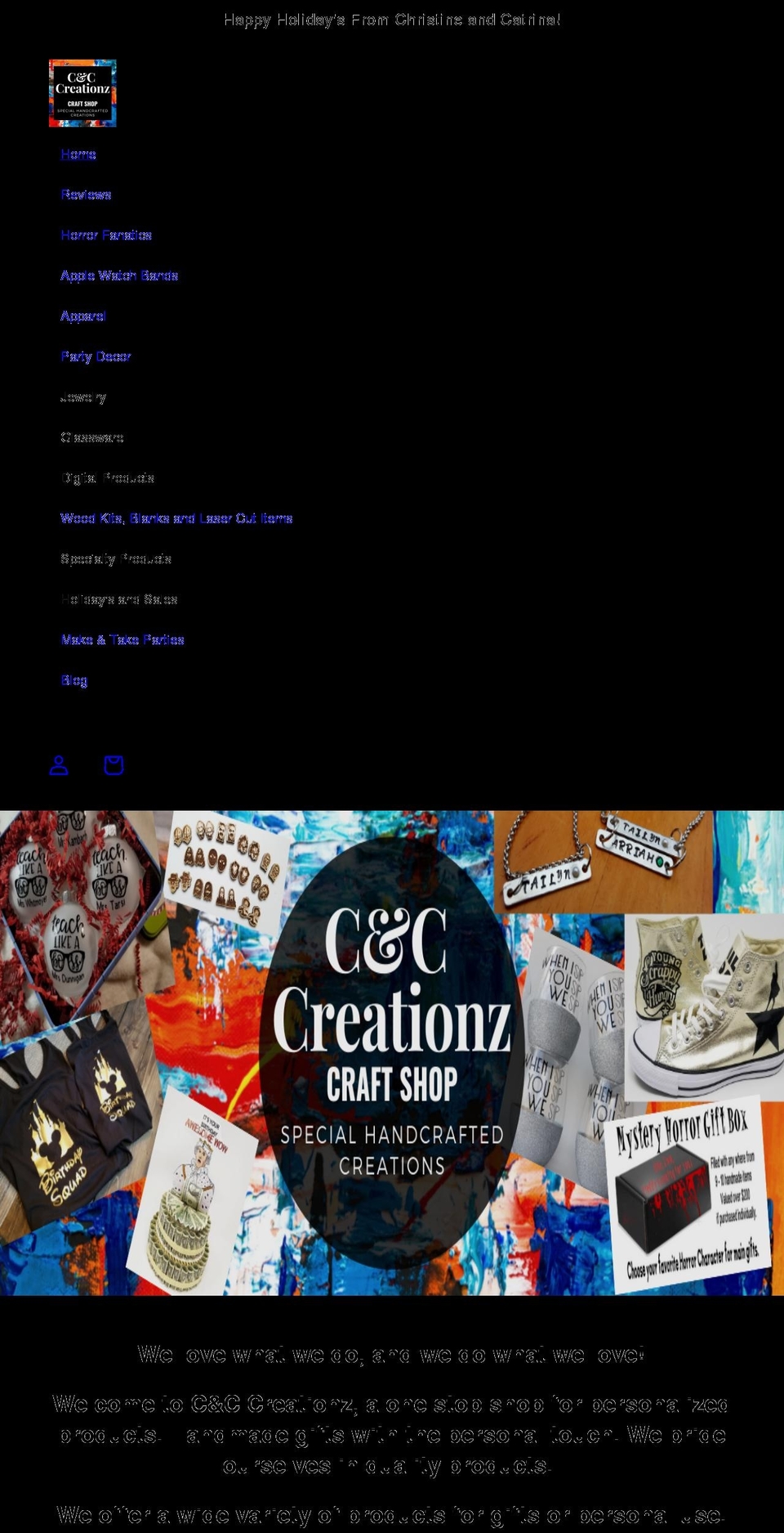 cccreationz.com shopify website screenshot
