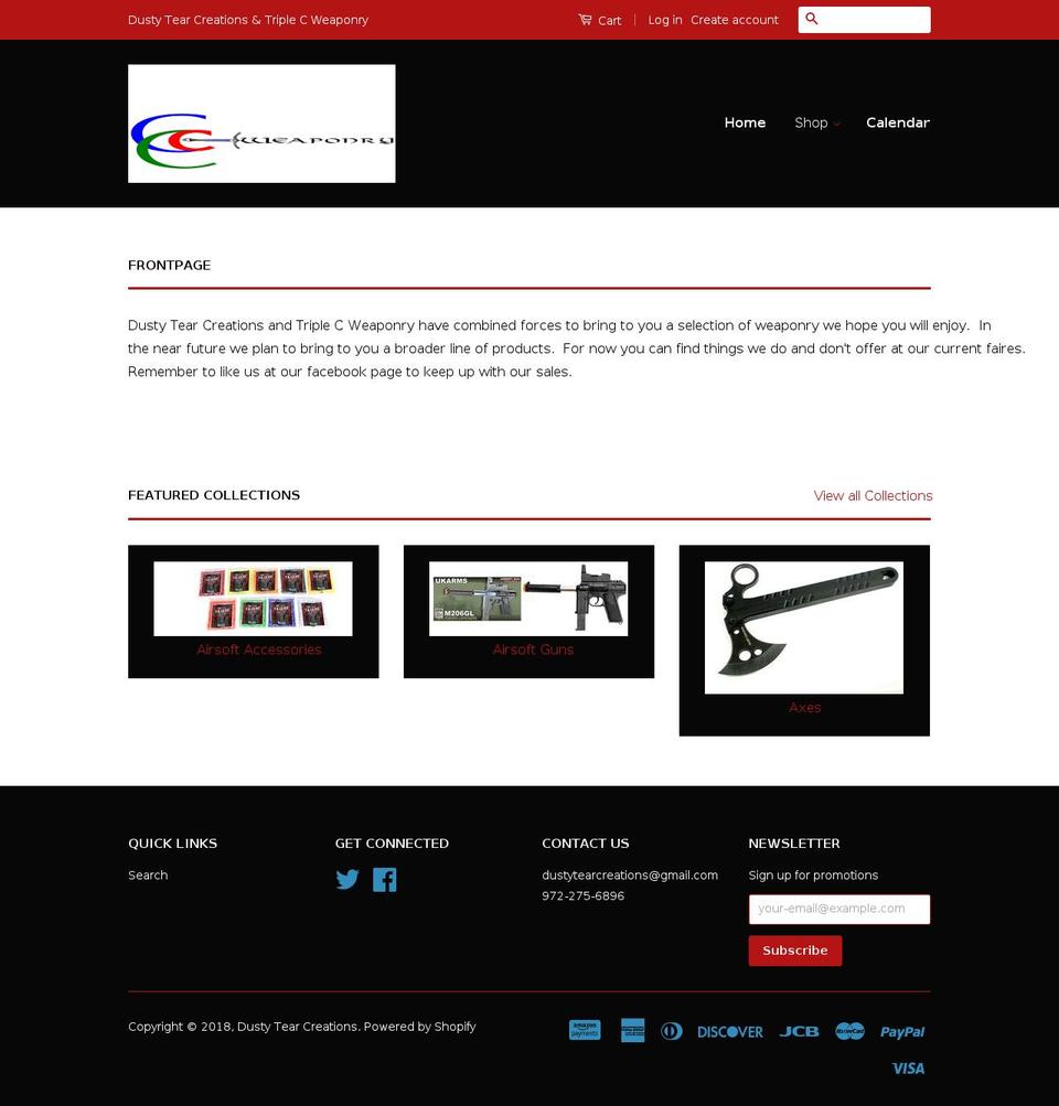 cccweaponry.com — Shopify storefront screenshot