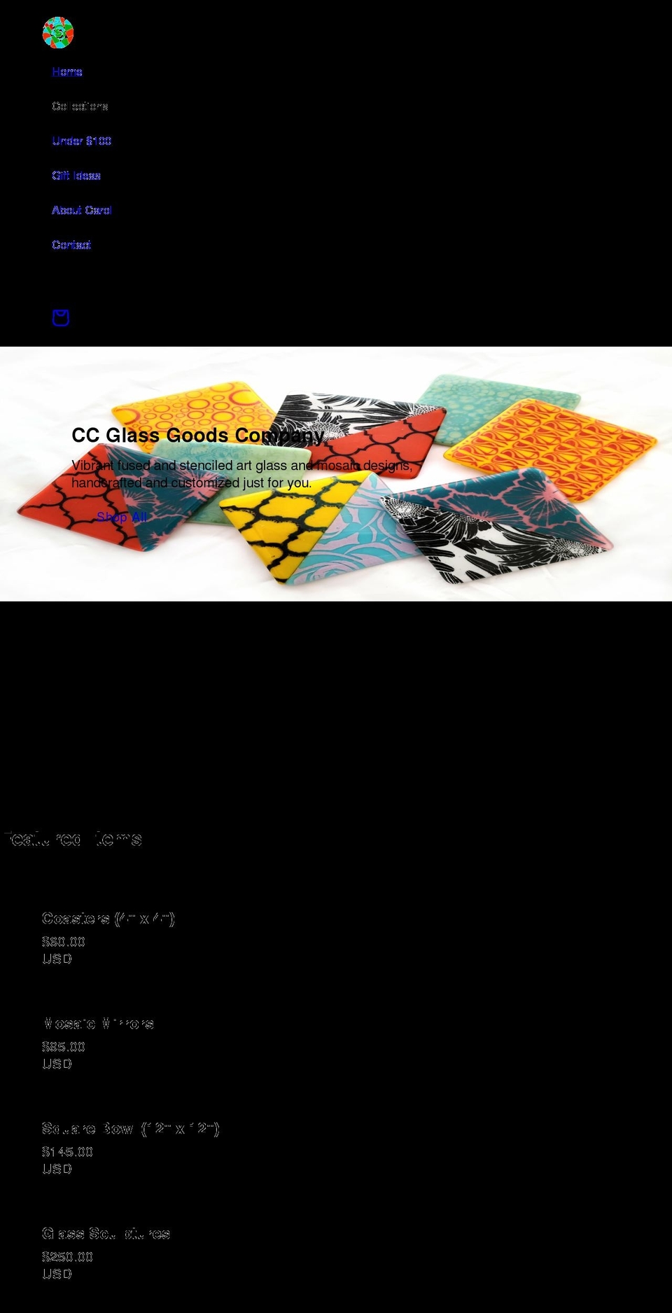 ccglassgoods.com shopify website screenshot