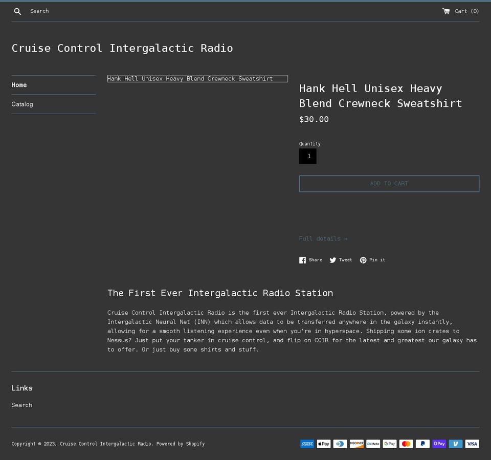 ccintergalactic.com shopify website screenshot