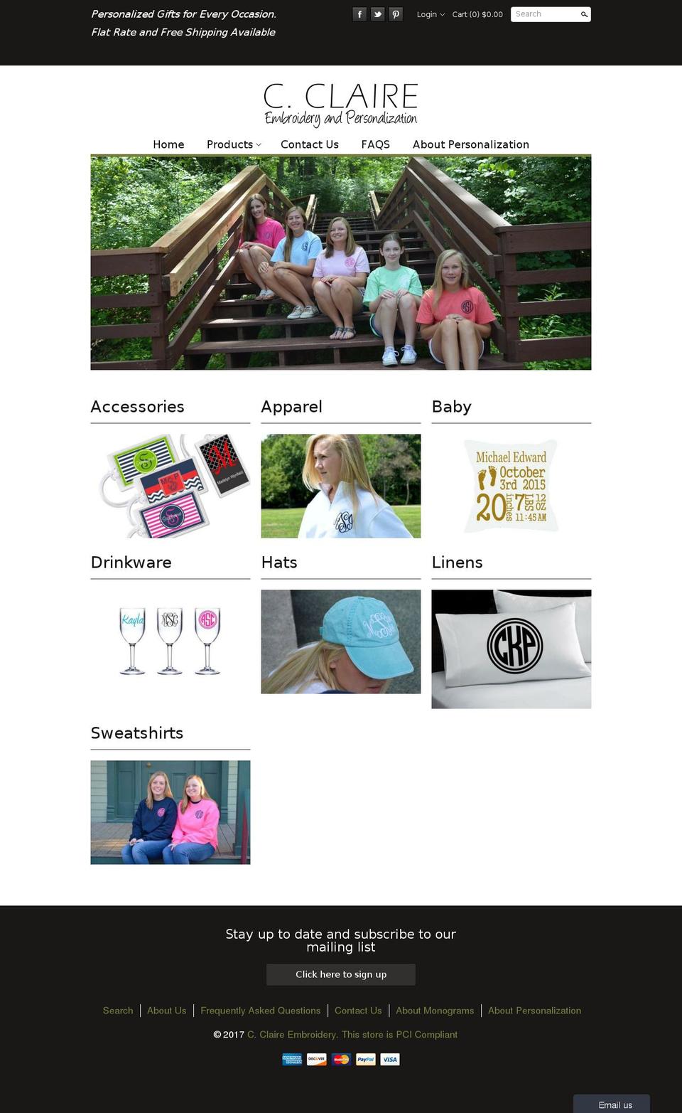 cclaireembroidery.com shopify website screenshot